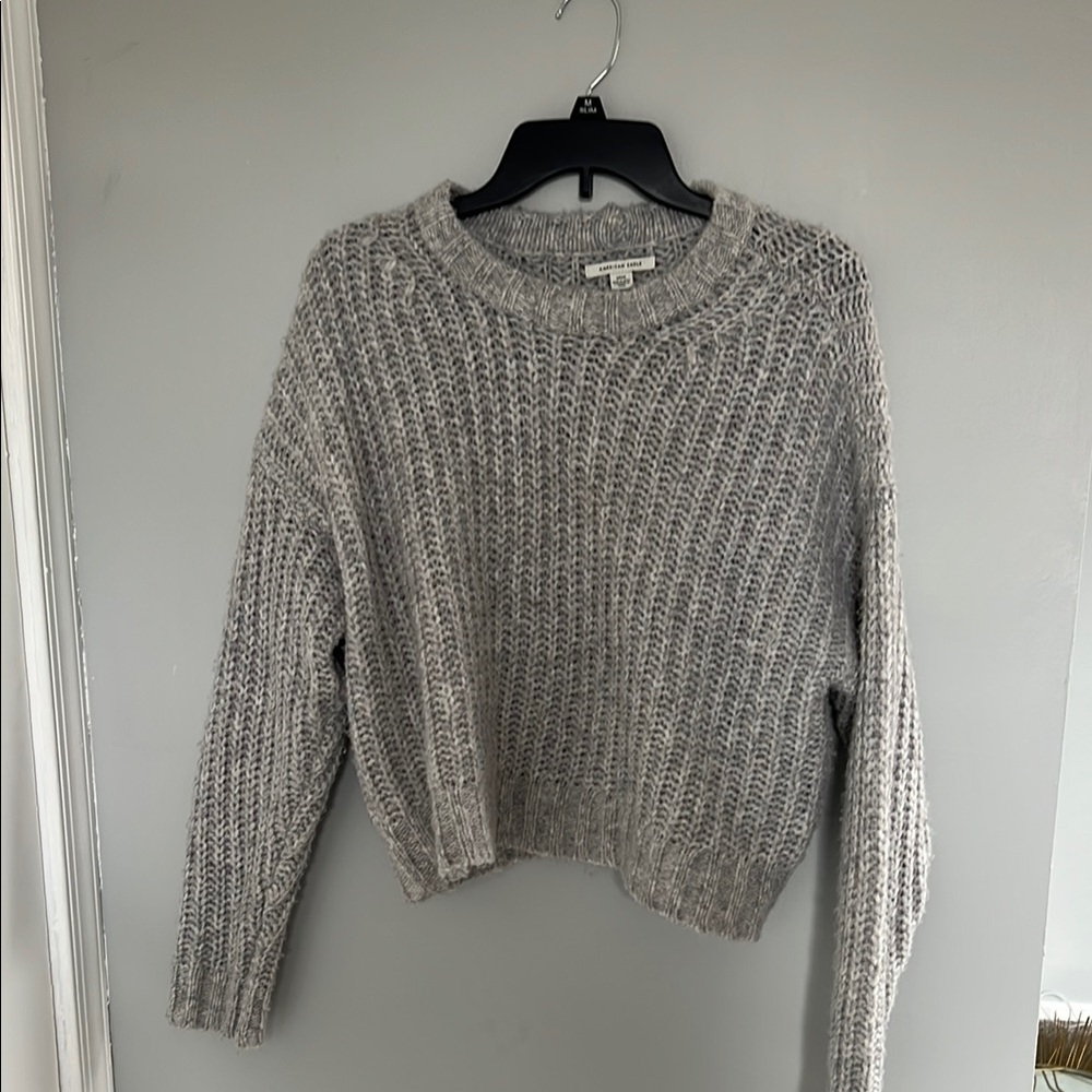 American Eagle Cozy Gray Knit Sweater